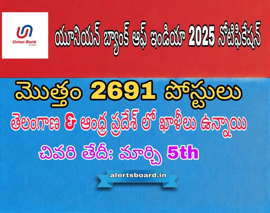 Union Bank Apprentice Jobs 2025 – 2691 పోస్టులు | తెలంగాణ & ఏపీ అభ్యర్థులకు అవకాశం | Apply Now!